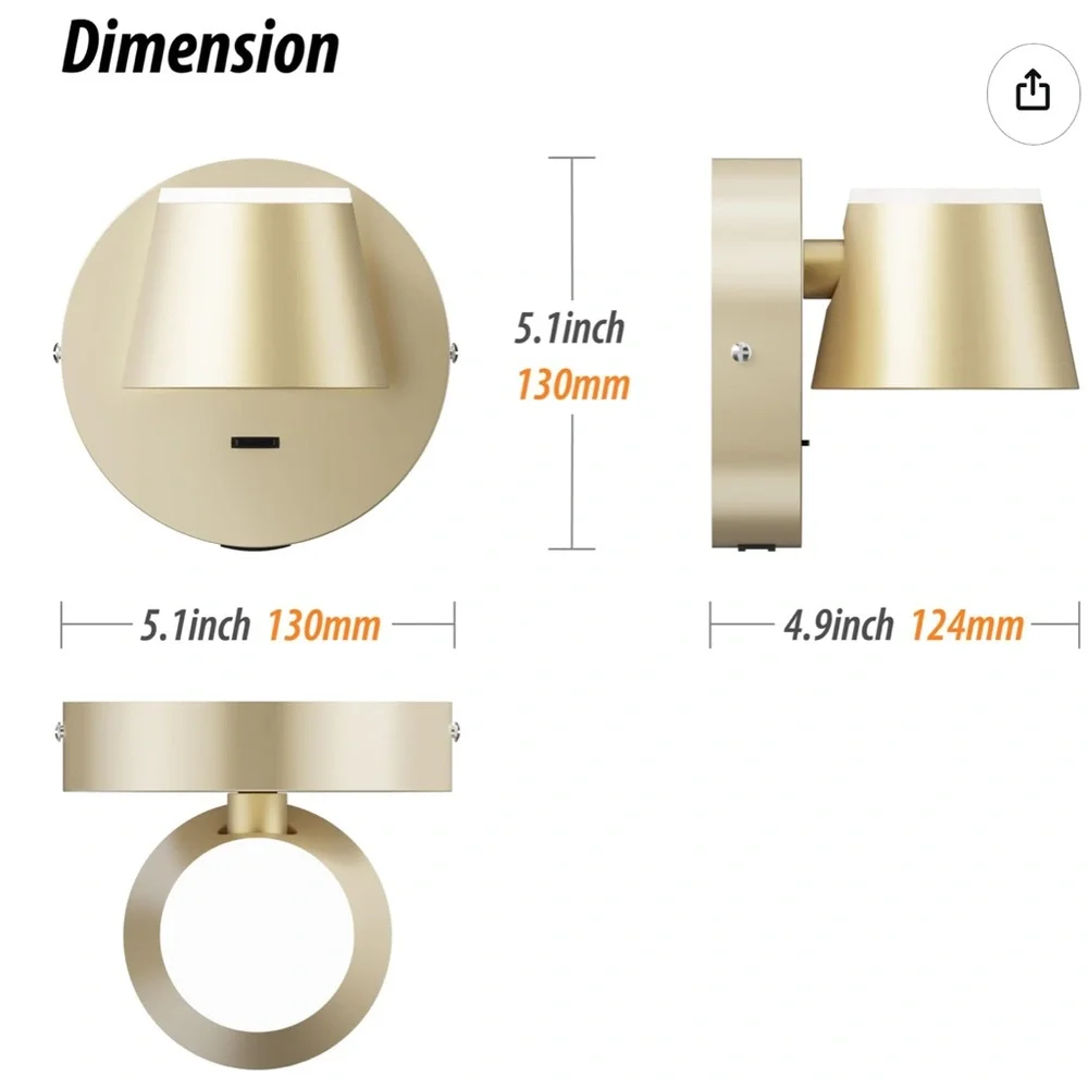 Set of Two LED Wall Sconce, Champagne color. New in box.